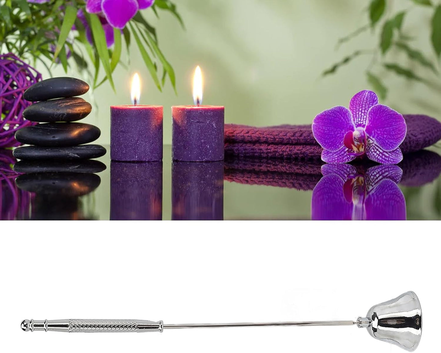 Candle Care, Candle Wick Trimmer and Snuffer Set Vintage Stainless Steel Candle Wick Snuffer with Long Handle for Putting Out Candle Flame Safely for Smokeless Extinguishing (Silver)
