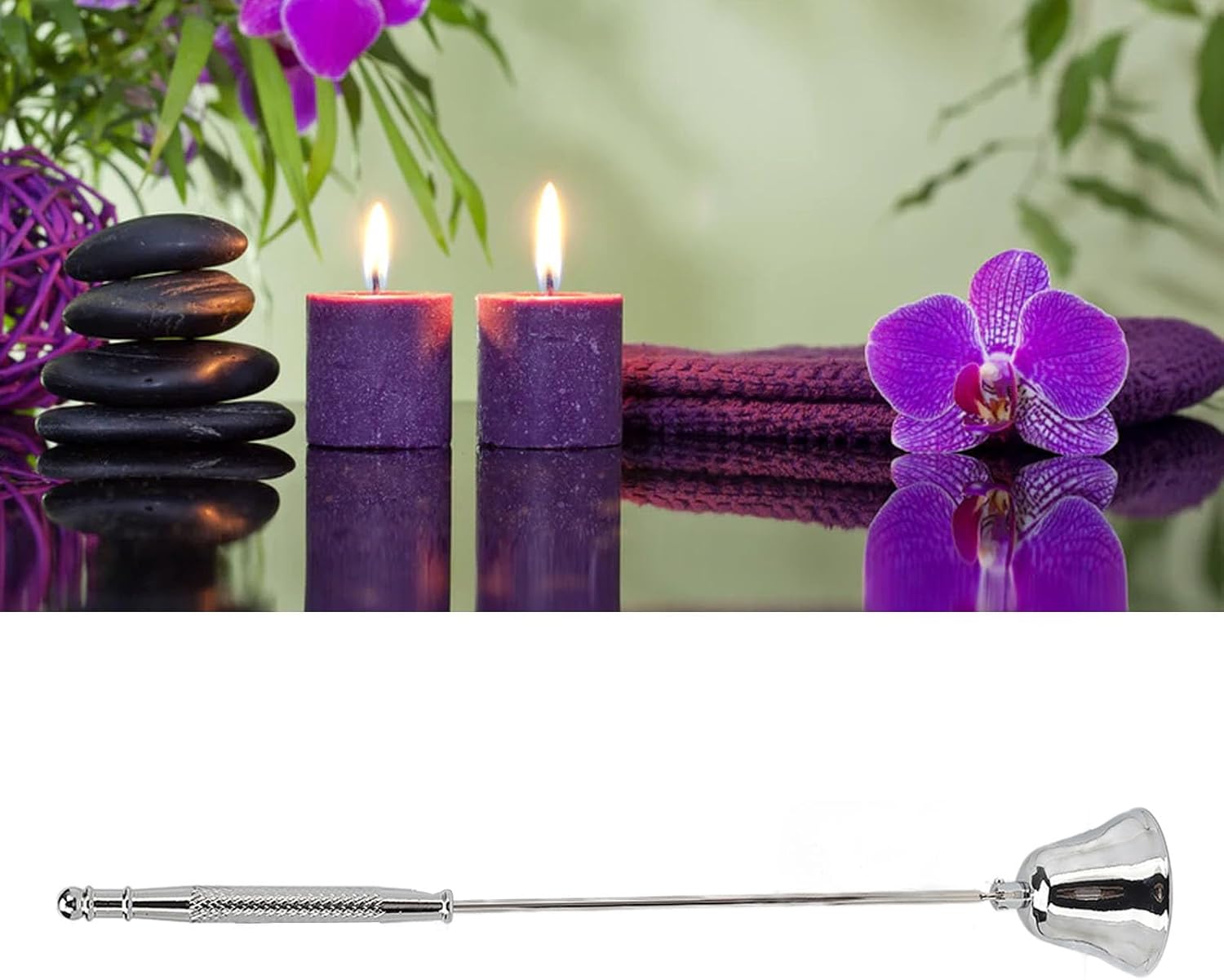 Candle Care, Candle Wick Trimmer and Snuffer Set Vintage Stainless Steel Candle Wick Snuffer with Long Handle for Putting Out Candle Flame Safely for Smokeless Extinguishing (Silver)
