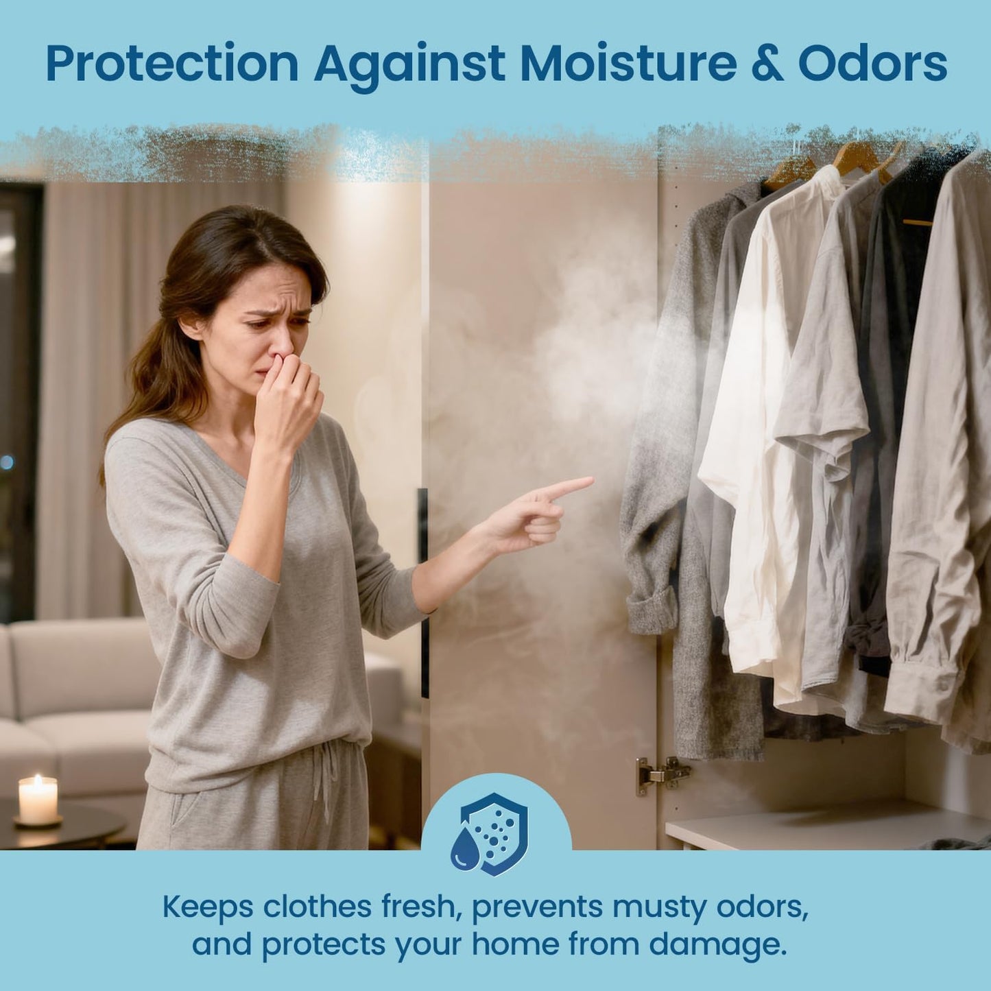 Moisture Absorbers and Humidity Absorber Bags for Closet - 10 Pack High-Efficiency Moisture Absorber and Humidity Packs for Home, Moisture Bags and Dehumidifier Bags for Car Ocean Scent, 10 Pack