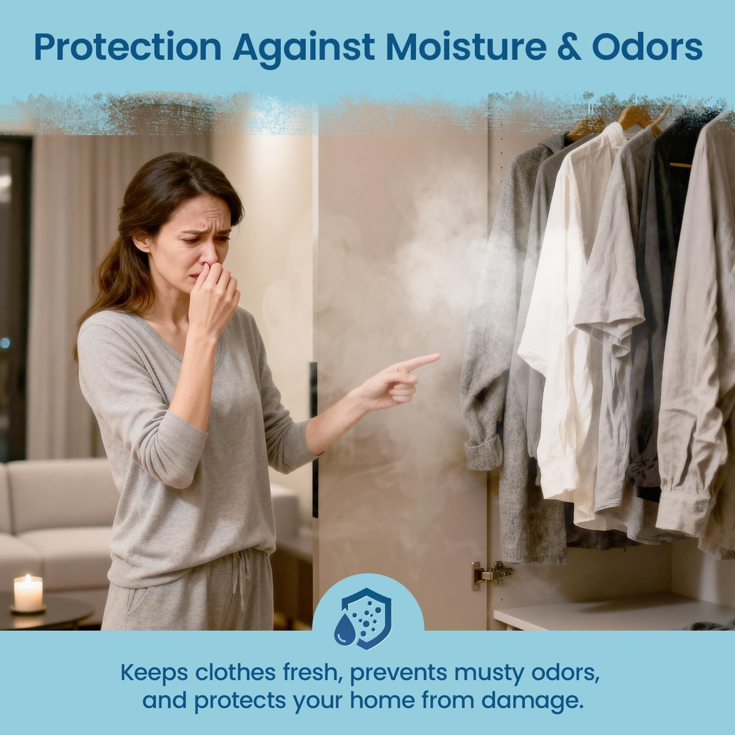 Moisture Absorbers and Humidity Absorber Bags for Closet - 10 Pack High-Efficiency Moisture Absorber and Humidity Packs for Home, Moisture Bags and Dehumidifier Bags for Car Ocean Scent, 10 Pack