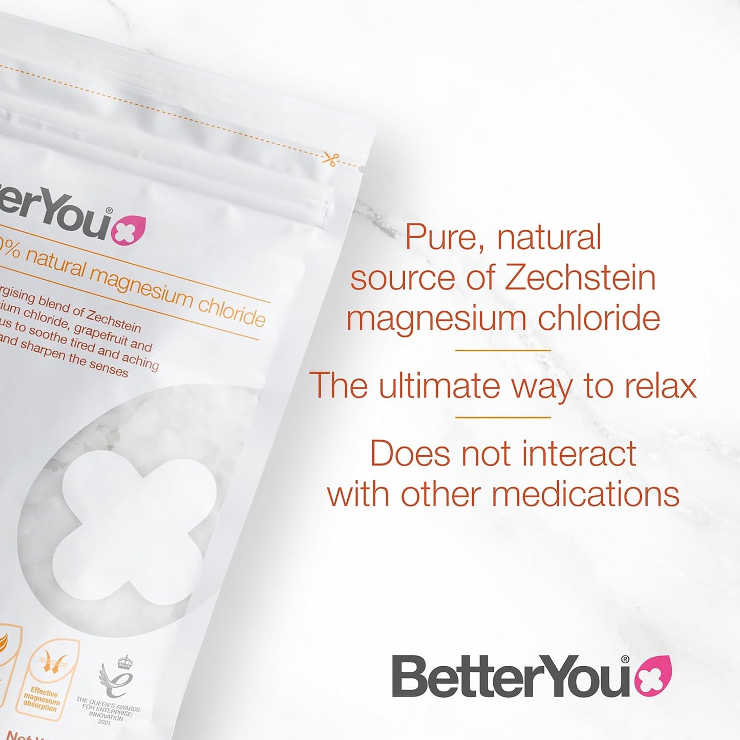 BetterYou Magnesium Revive Bath Flakes - Bath Salts with Magnesium - Energizing Grapefruit and Eucalyptus - Muscle Soothing and Skin Health - 1.6 lb