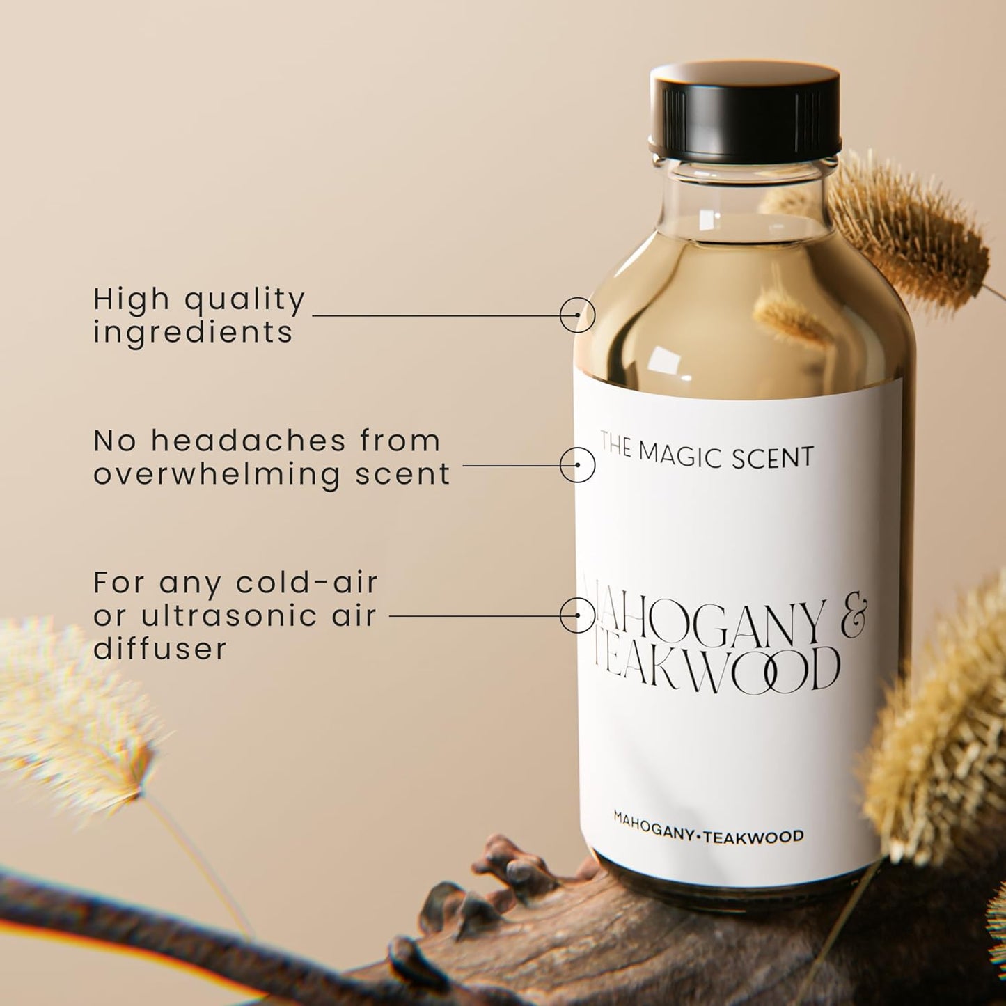 The Magic Scent Mahogany & Teakwood Diffuser Oil - Hotel & Home Luxury Scents Inspired by Abercrombie & Fitch - Diffuser Oil Scents for Home Designed for Use in All Diffusers - 4 fl oz, 120 mL