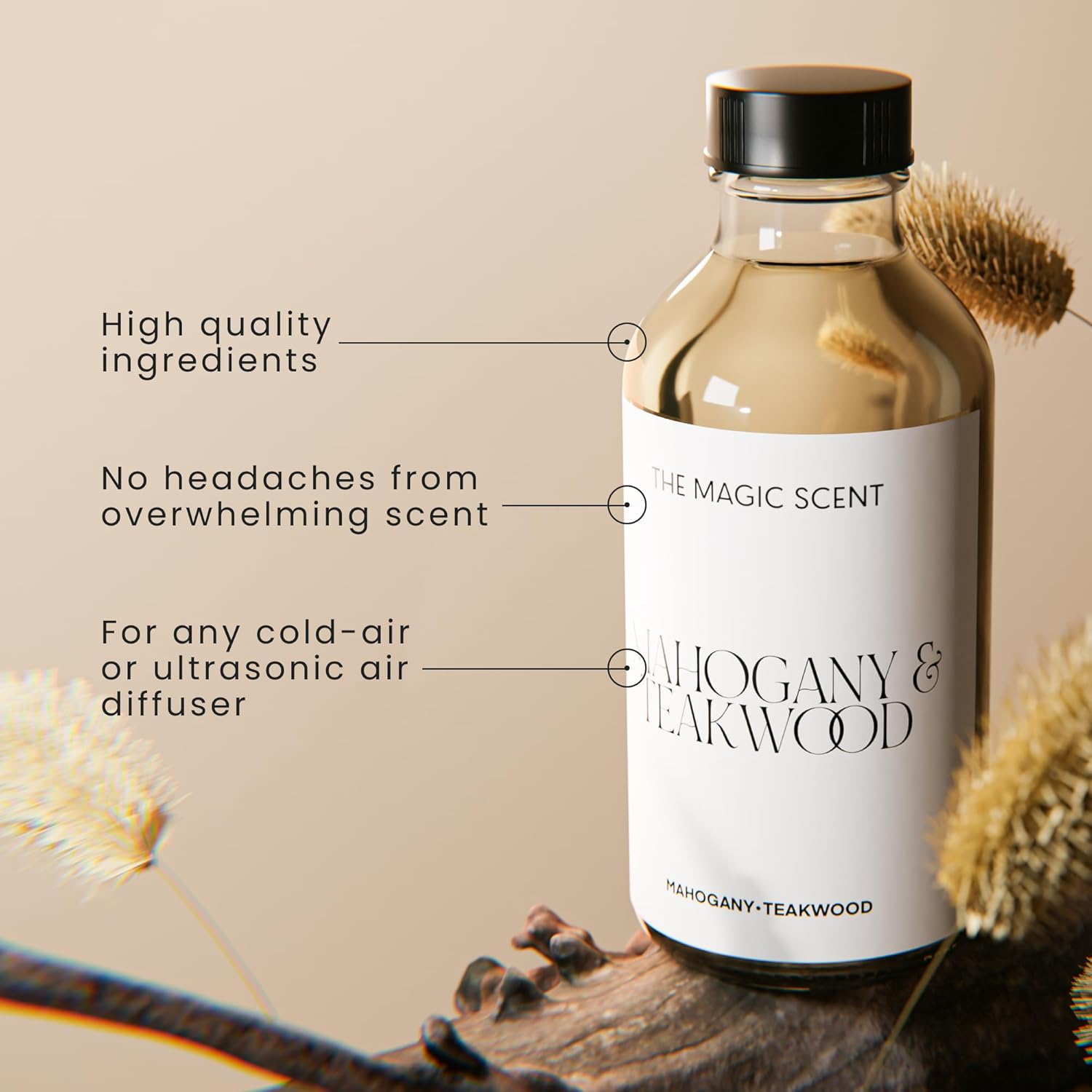The Magic Scent Mahogany & Teakwood Diffuser Oil - Hotel & Home Luxury Scents Inspired by Abercrombie & Fitch - Diffuser Oil Scents for Home Designed for Use in All Diffusers - 8.5 fl oz, 250 mL