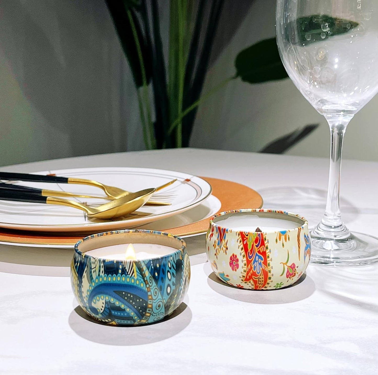 Phinicco Empty Candle Tins 24 Pcs 2.5OZ with Lids & Jars - Bulk (6 Colors)