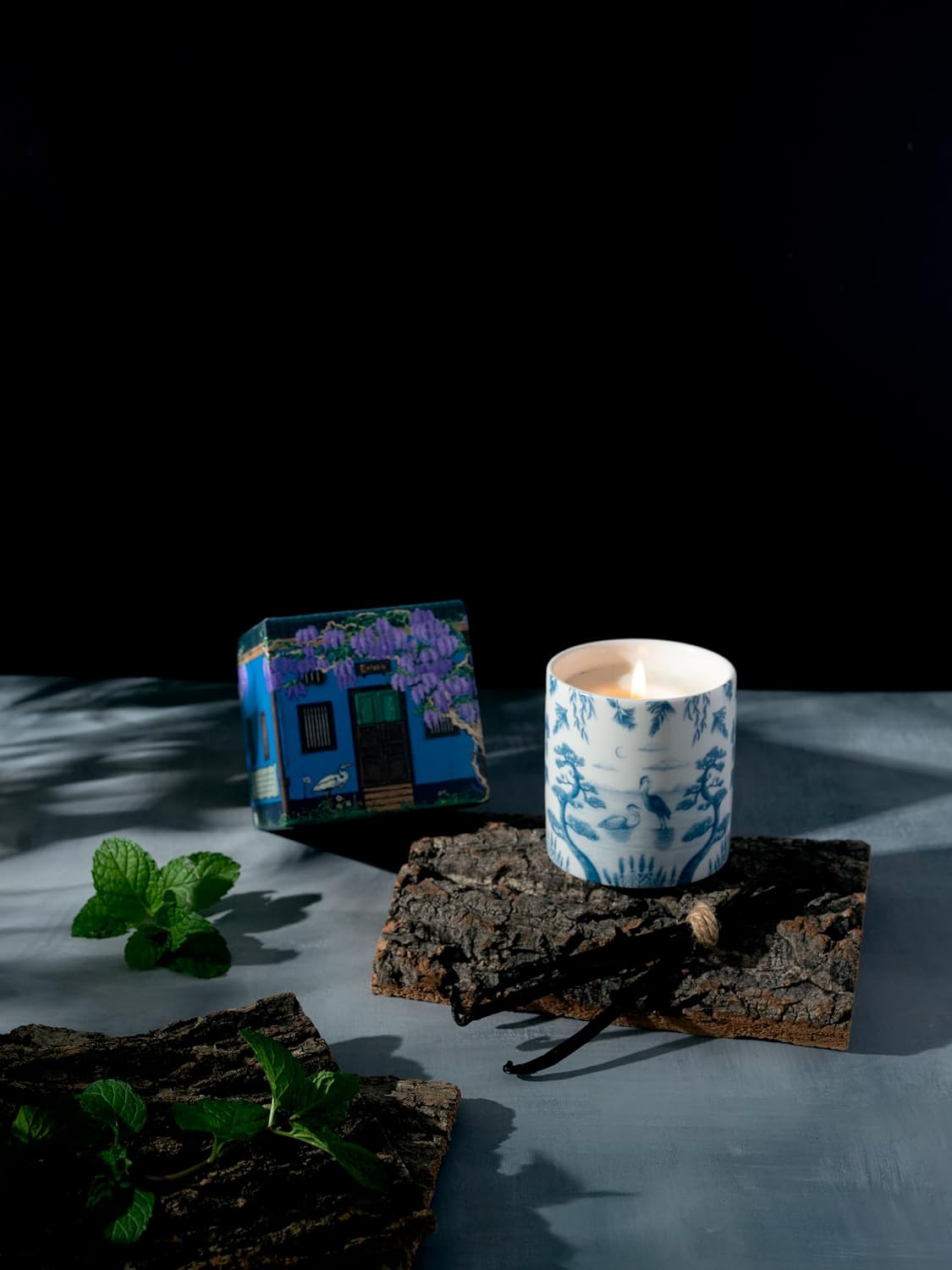 Prachya Enstasis Scented Candle - Spearmint & Black Agarwood, Soy Wax, Artisan Porcelain Cup, 250g