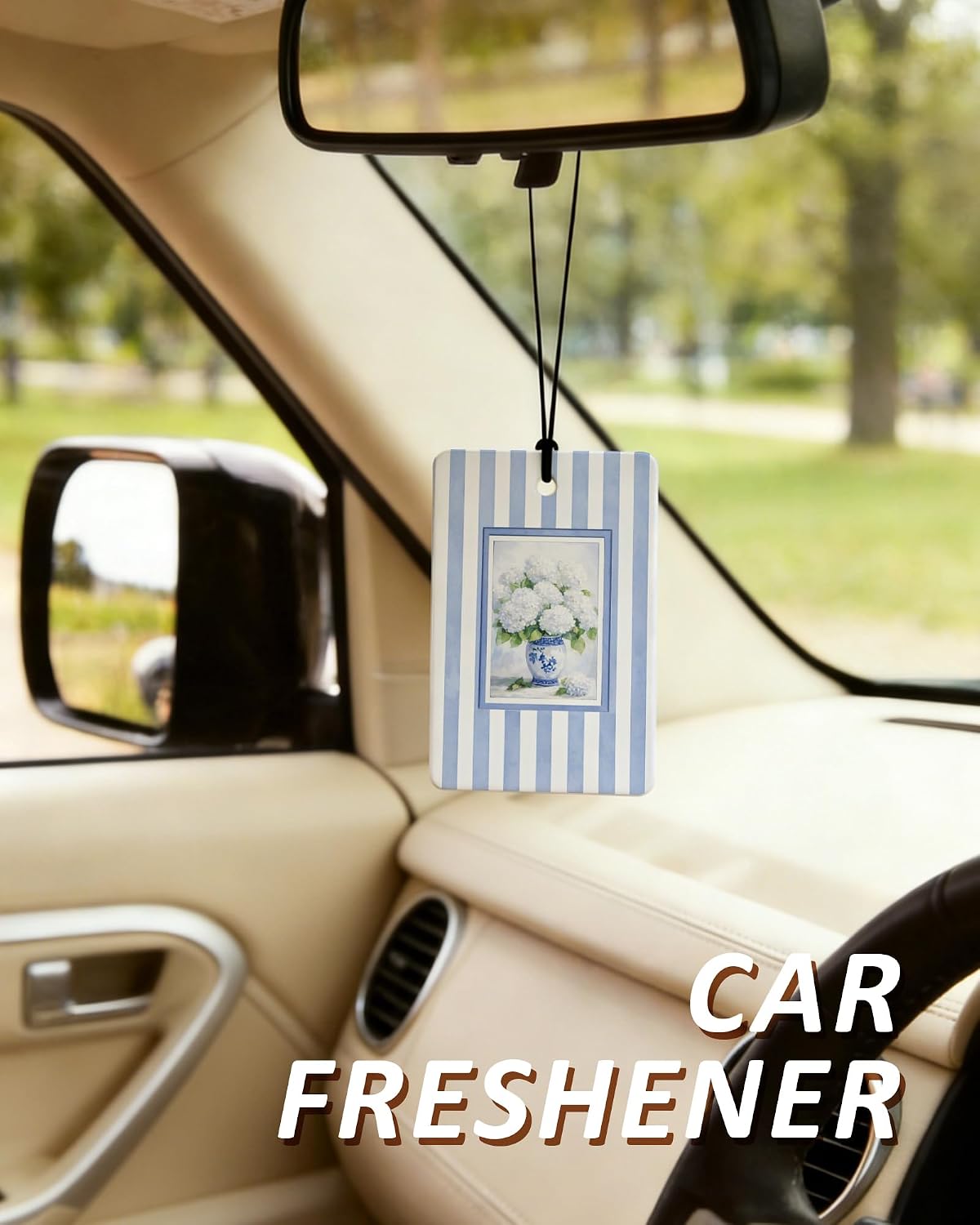 Blue Coastal Christian Car Air Freshener 4 Pcs, East Coast Seafish Hydrangea Religious Bible Verse Hanging Air Freshener for Cars Closet Drawer Books, Christian Beachy Car Accessories for Women