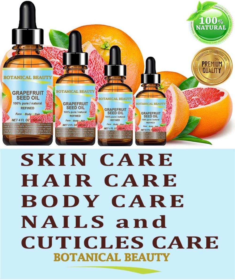 GRAPEFRUIT SEED OIL. 100% Pure / Natural / Undiluted /Refined COLD PRESSED CARRIER OIL (Not Essential Oil). 0.5 Fl.oz.- 15 ml. For Skin, Hair and Lip Care. "One of the richest natural sources of