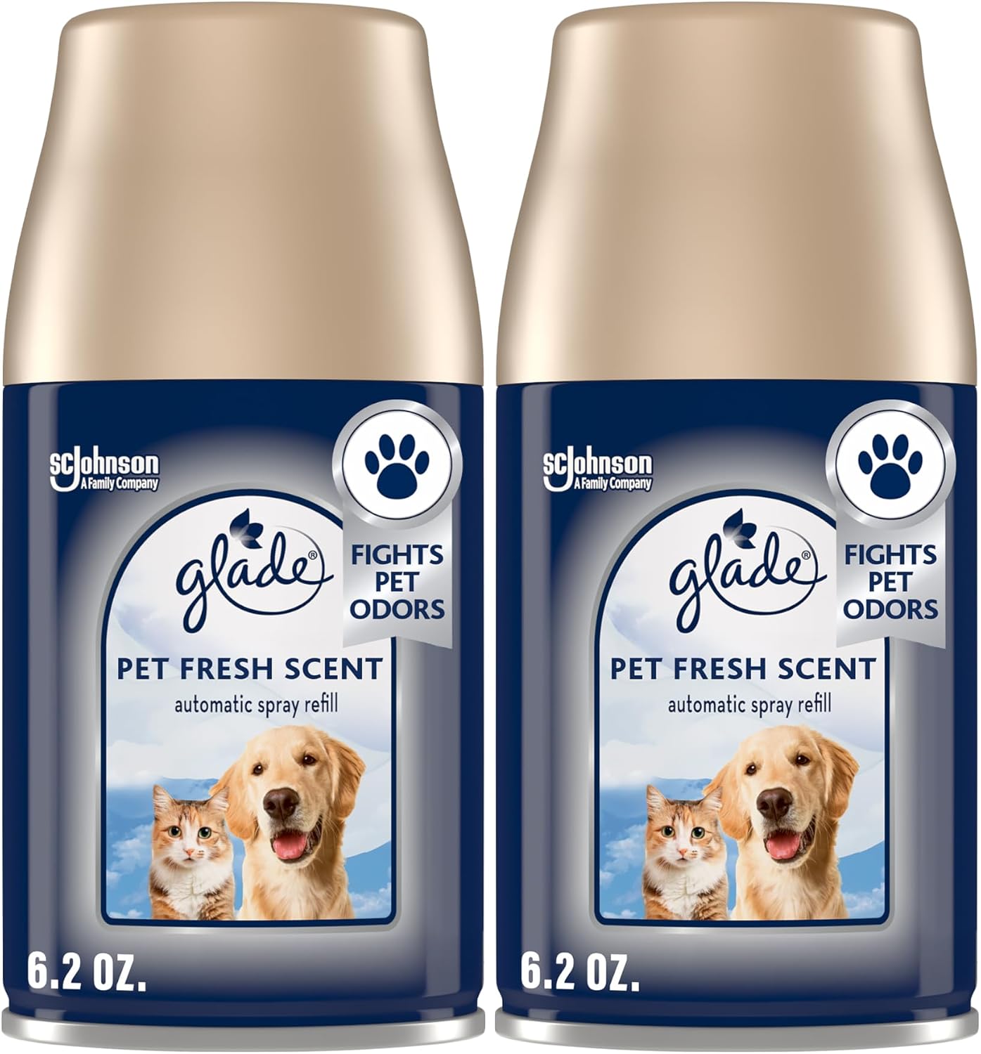 Glade Automatic Spray Refill, Pet Fresh Scent, Scented Air Freshener for Home and Bathroom, 6.2 Oz, 2 Count