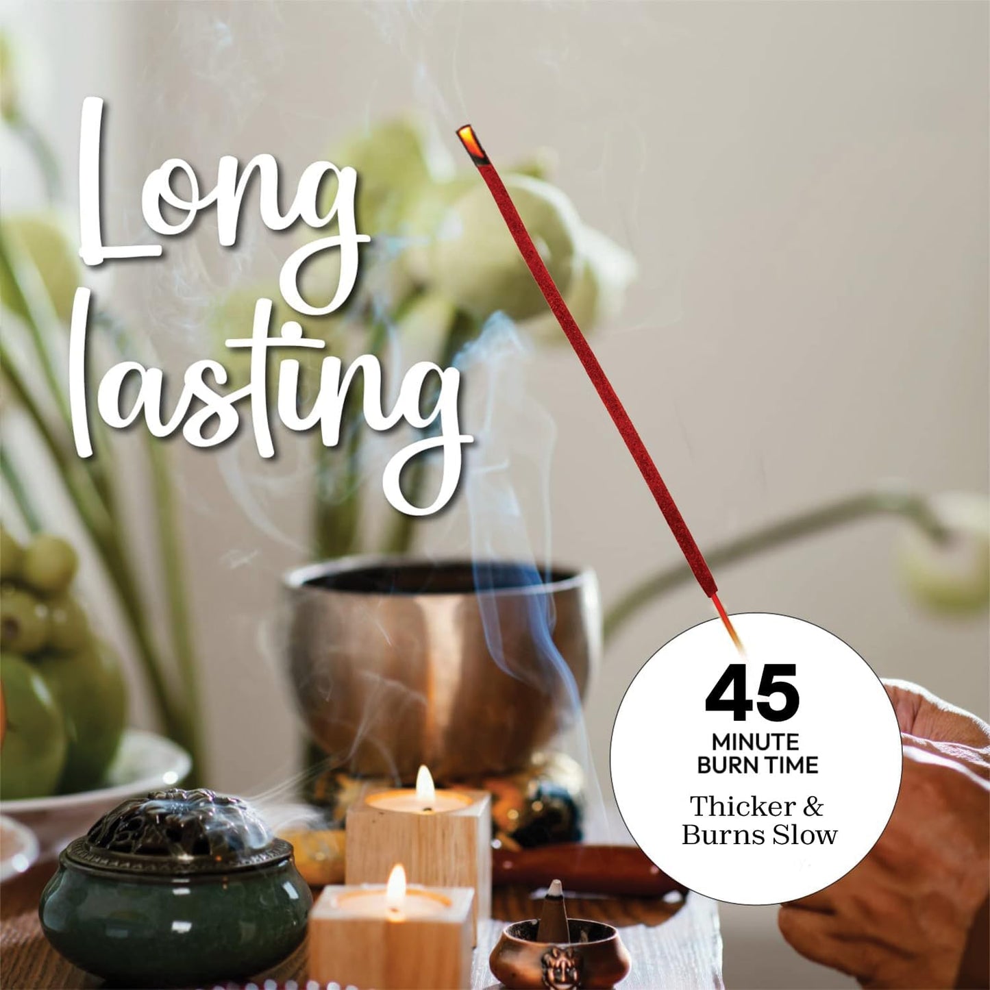Sandal Rose Incense Sticks Natural - for Meditation Incense (40+ Sticks) Clean Charcoal Free Made from Upcycled Flowers | Sweet Woody Sandalwood for Calm Feel (Incienso De Rosas)