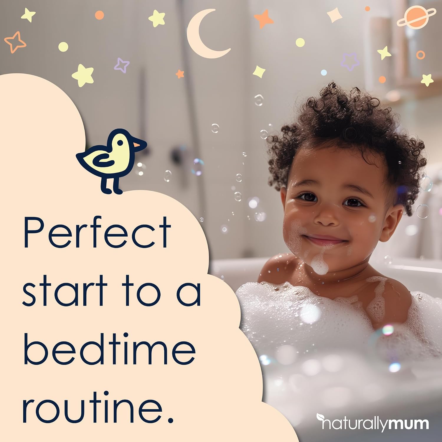 NaturallyMum Kids Magnesium Sleepy Bath Soak - Bubble Bath - All-Natural & Calming - Suitable for Newborns with Dry & Sensitive Skin - Lavender & Chamomile Essential Oils – Made in UK - 8.8fl oz