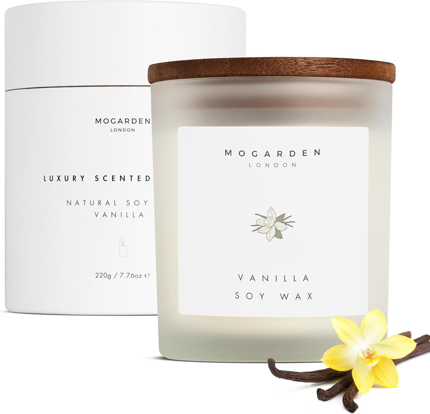 Vanilla Candles for Home, Vanilla Candle Gifts for Women Men, Luxury Highly Scented Pure Soy Wax 7.76oz