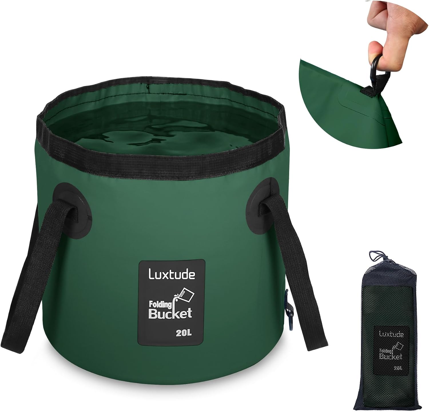 Luxtude Collapsible Bucket with Handle, Portable 5 Gallon Bucket for Camping, Fishing, Beach, Gardening, RV & Outdoor Emergency, Heavy-Duty & Ultra Lightweight Water Storage Container