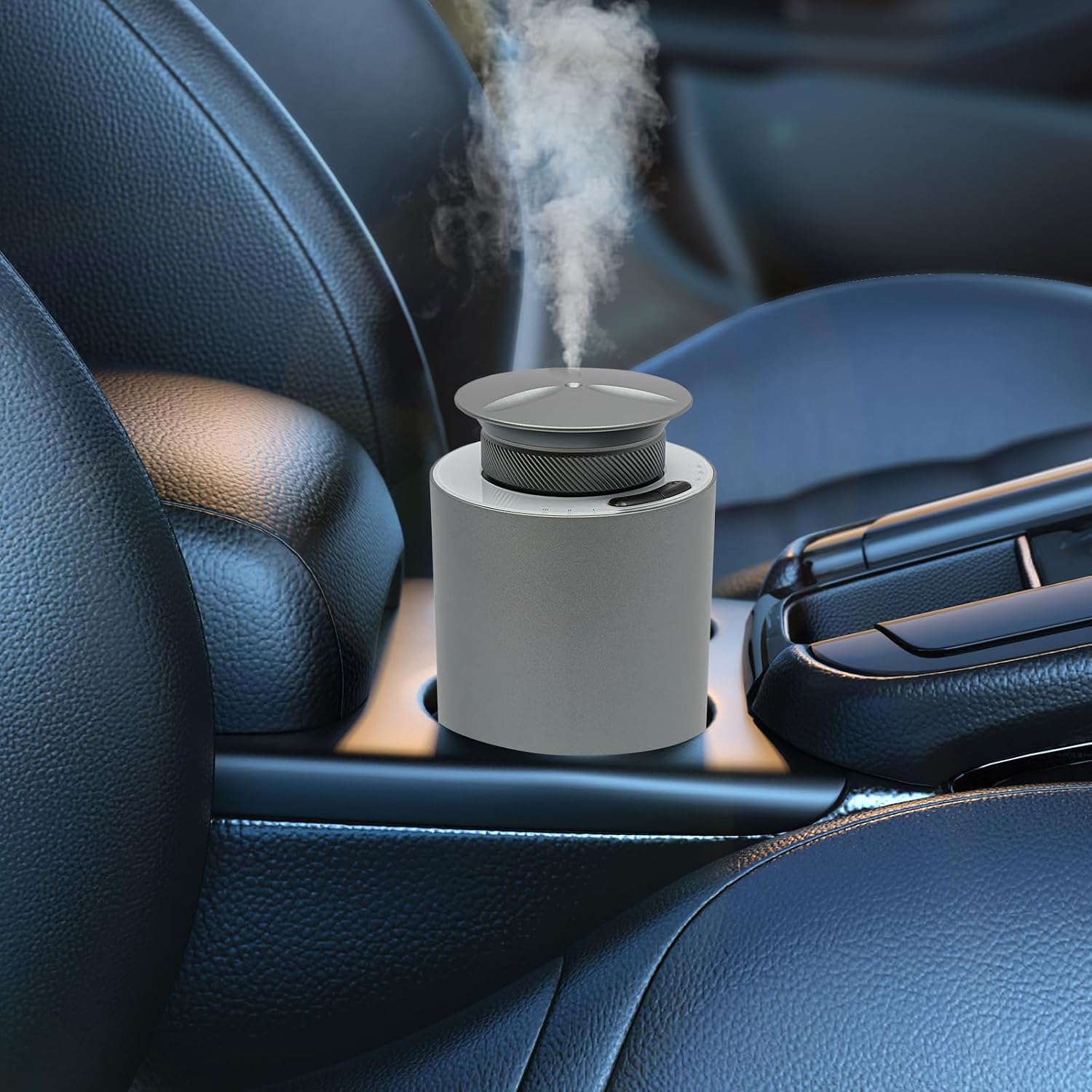 Mini Essential Oil Diffuser for Car with 3 Spray Modes 2000mAh Battery USB Charging 72H Standby Aroma Diffuser Fragrance Expander Greenish-Gray Aluminum Alloy