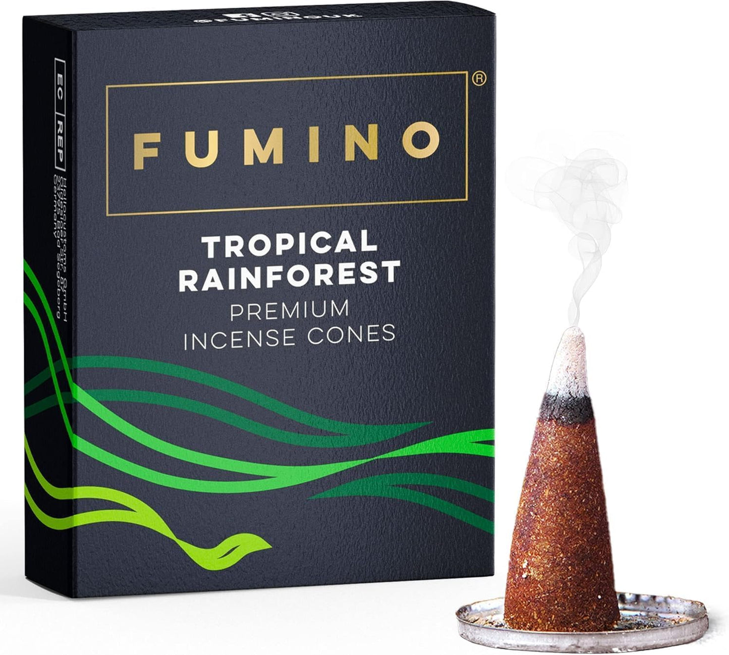 Fumino Tropical Rainforest Incense Cones 15 Pack - Handmade Natural Masala Incense Cones for Meditation & Home Fragrance, Low-Smoke Fresh Green & Citrus Scent, Bureau Veritas Certified