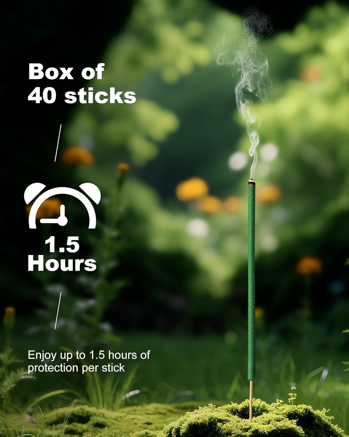 Mosquito Repellent Incense Sticks 40 Pieces per Box - Citronella Incense Sticks or Outdoor Patio/Citronella Oil/Lemongrass and Rosemary Oil/Made with Natural Based Essential