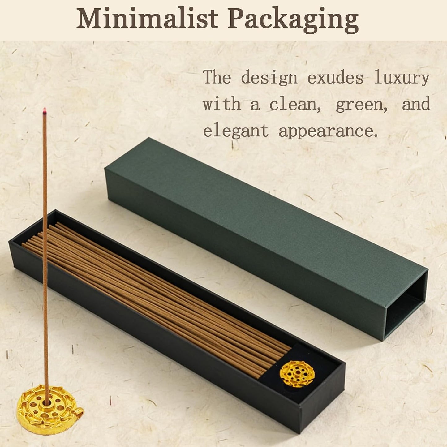 Agarwood Incense Sticks, Natural Incense Sticks Approx. 120 Sticks (30g) with Brass Holder, Chinese Incense for Yoga, Zen Meditation and Relaxation, Elegant Gift