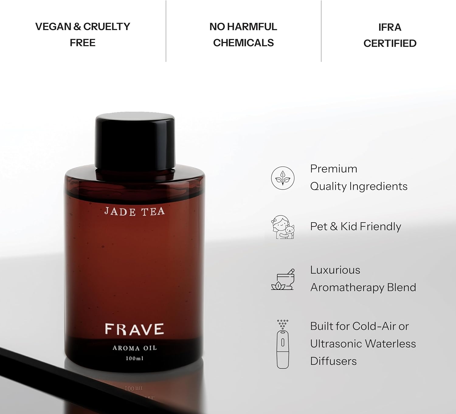 Jade Tea Hotel Diffuser Oil 100ml, 3.38 oz Aroma Oil, Scent Inspired by World’s Most Prestigious Grand Hotels, Aromatherapy Refill Fragrance for Waterless Cold Air Diffusers, Home, Office