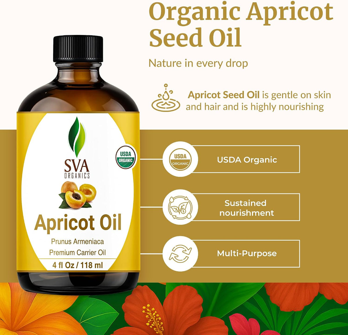 SVA Organic Apricot Seed Carrier Oil with Dropper
