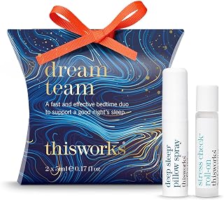 This Works Dream Team Bedtime Duo – Deep Sleep Pillow Spray 5ml & Stress Check Roll-On 5ml – Aromatherapy Gift Set with Lavender, Eucalyptus & Vetivert