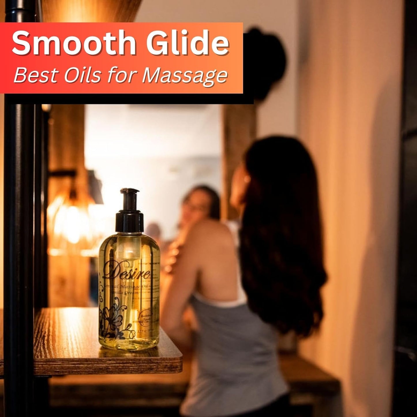 Desire Sensual Massage Oil for Date Night | Perfect for Couples | Hydrating Vanilla Body Oil | All Natural with Sweet Almond, Grapeseed & Jojoba for Smooth Glide 8oz