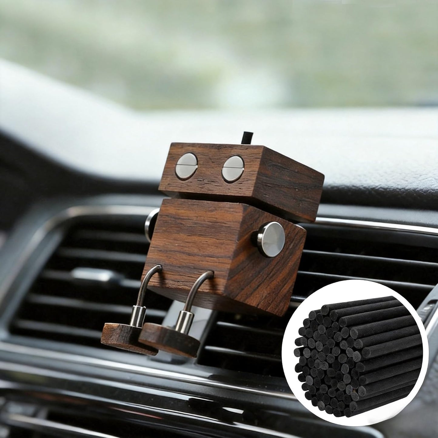 50 Pack Replacement Scent Sticks for Car Air Diffuser - 4.5cm Natural Walnut Wood Diffuser Refill Sticks for Essential Oil Absorption, Refillable Replacement for Wooden Man Aroma Freshener Accessory