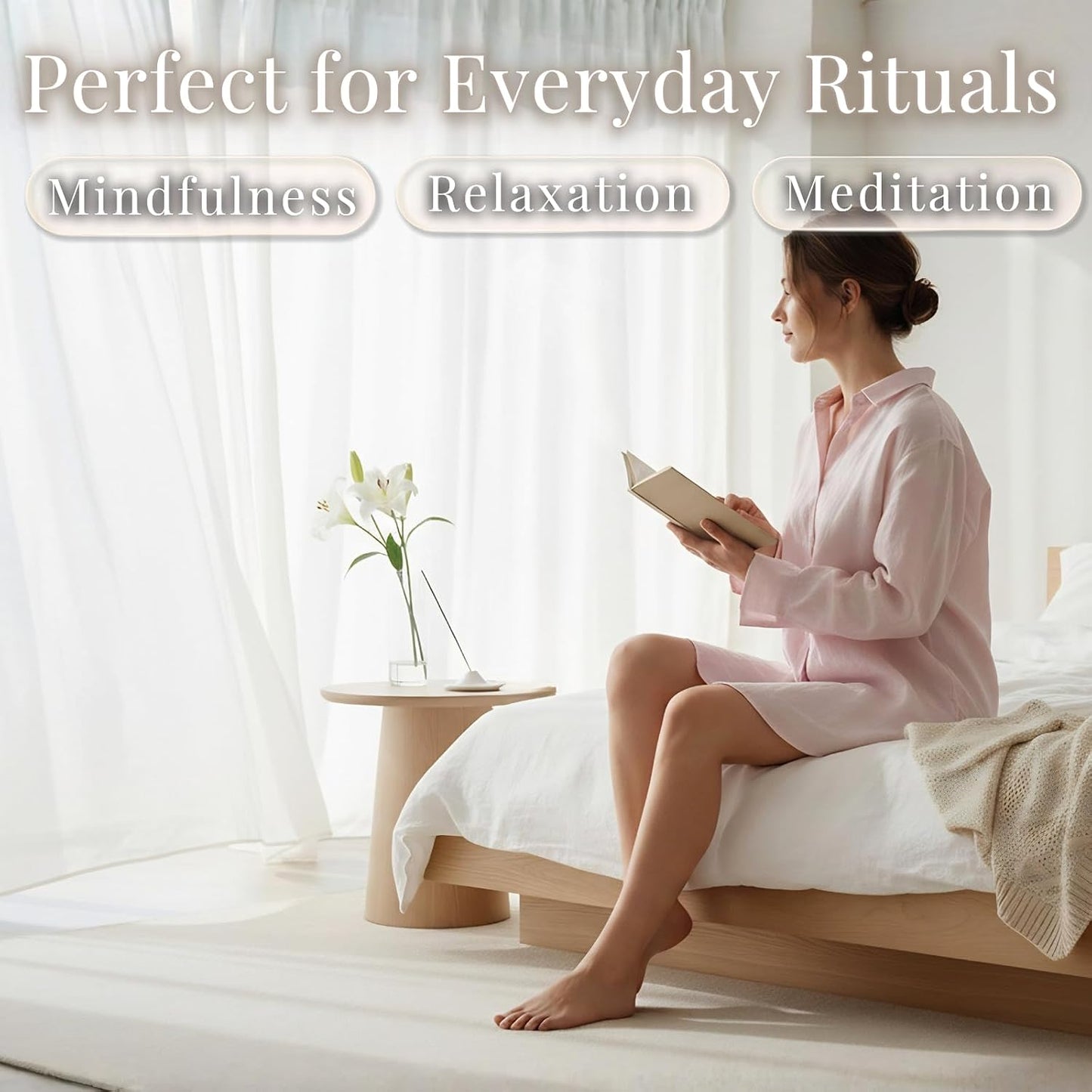 Pure Lily Luxury Japanese Incense Sticks 60sticks Bergamot Vanilla Jasmine Coreless Low Smoke Natural Charcoal Free Non Toxic Aromatherapy Meditation Calming Stress Relief Relaxation Yoga TOMORI
