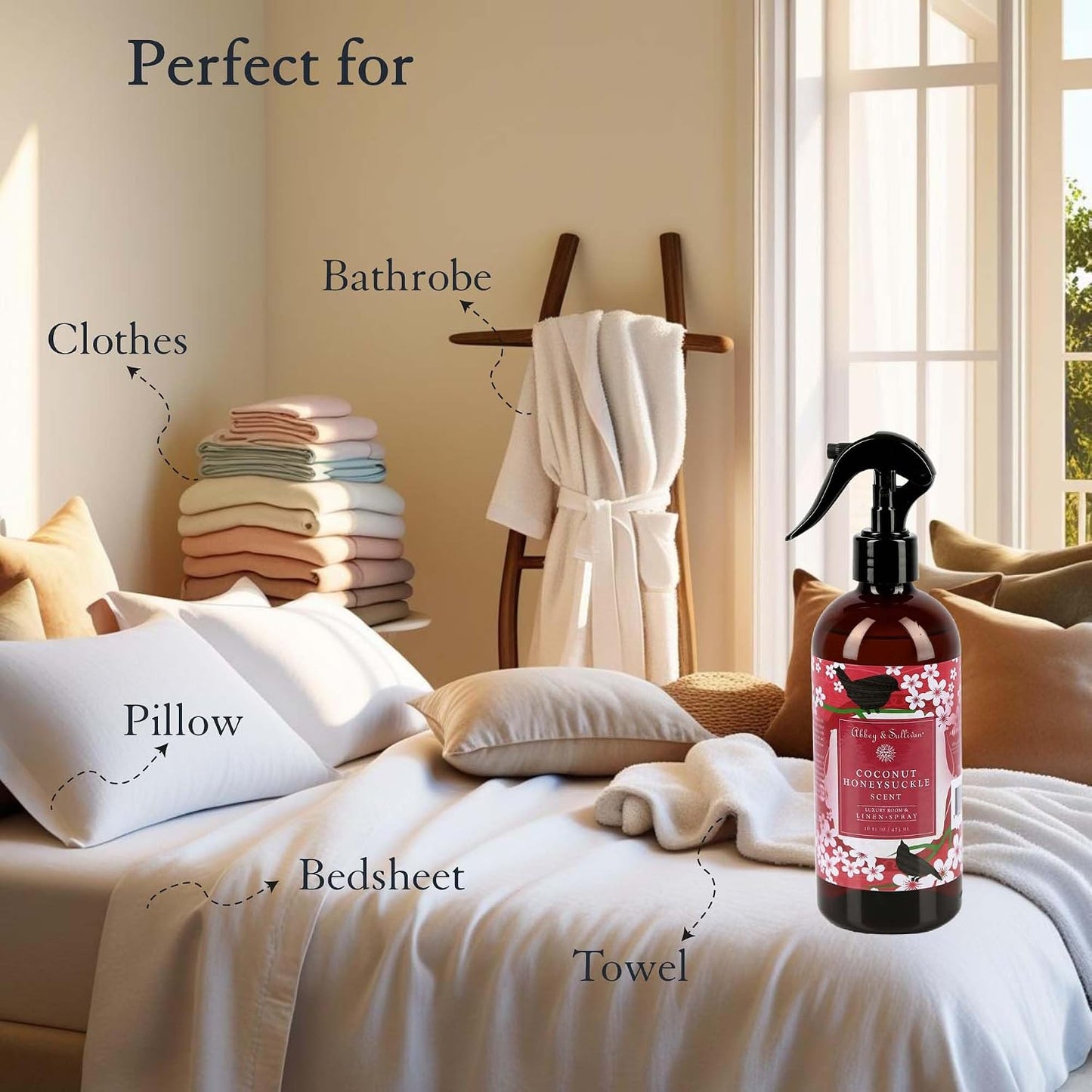 Abbey & Sullivan Linen Spray, Coconut Honeysuckle, 16 oz