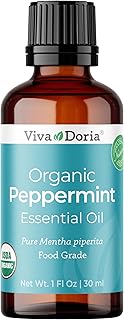 Viva Doria Peppermint Essential Oil, USDA Certified, Organic Peppermint Oil, 100% Pure, Natural Essential Oil, Undiluted, for Aromatherapy | Food Grade, 30 mL (1 Fluid Ounce)
