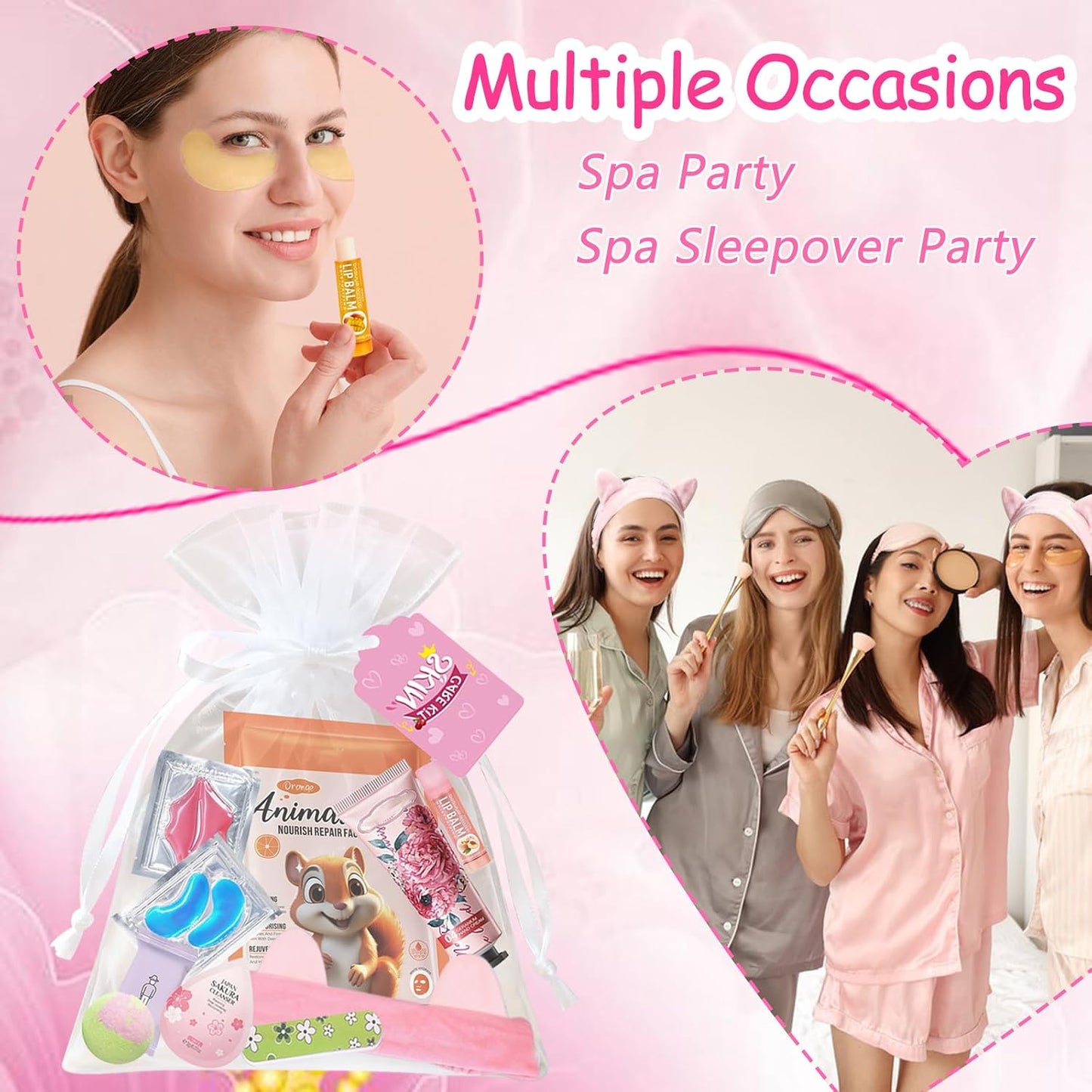 144 PCS Spa Party Supplies for Women,Spa Day Favors Essentials Include Face Masks Skincare, Lip Balm, Under Eye Patches, Foot Bath Bomb, Bulk Gifts For Women,Spa Kit Self Care