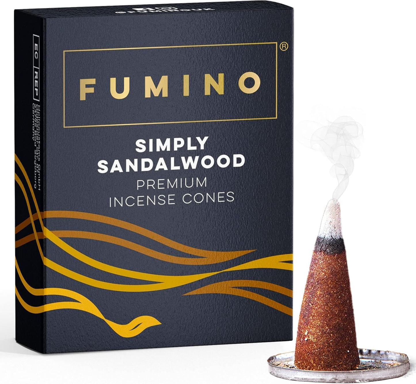 Fumino Simply Sandalwood Incense Cones 15 Pack - Handmade Natural Masala Incense Cones for Meditation & Home Fragrance, Low-Smoke Warm Woody Scent, Bureau Veritas Certified
