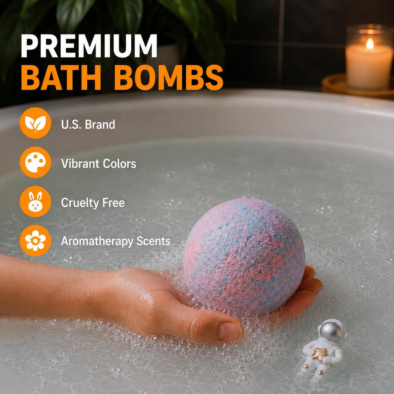 EvolutionUSA 6 Space Bath Bombs for Boys & Girls - Planet Bath Bombs Toy Inside, Organic Childrens Bathbomb Set, Cosmic Bath Fizzers, Kid Bath Bomb Gift for Valentines, Birthday, Christmas, Easter