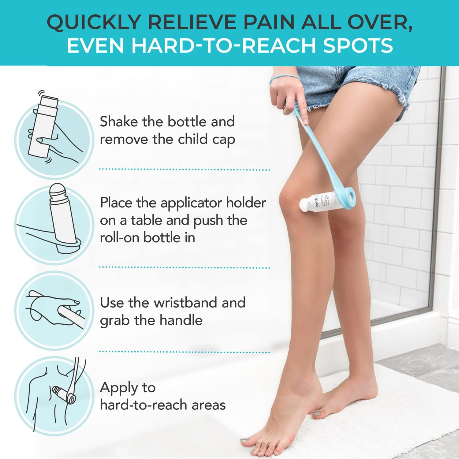 Lidocaine Pain Relief Roll On 2 Pack & Easy Reach Applicator Tool – Fast Acting Topical Lidocaine Maximum Strength with Arnica Montana & Aloe Vera for Muscles, Joints, Back, Neck & Feet