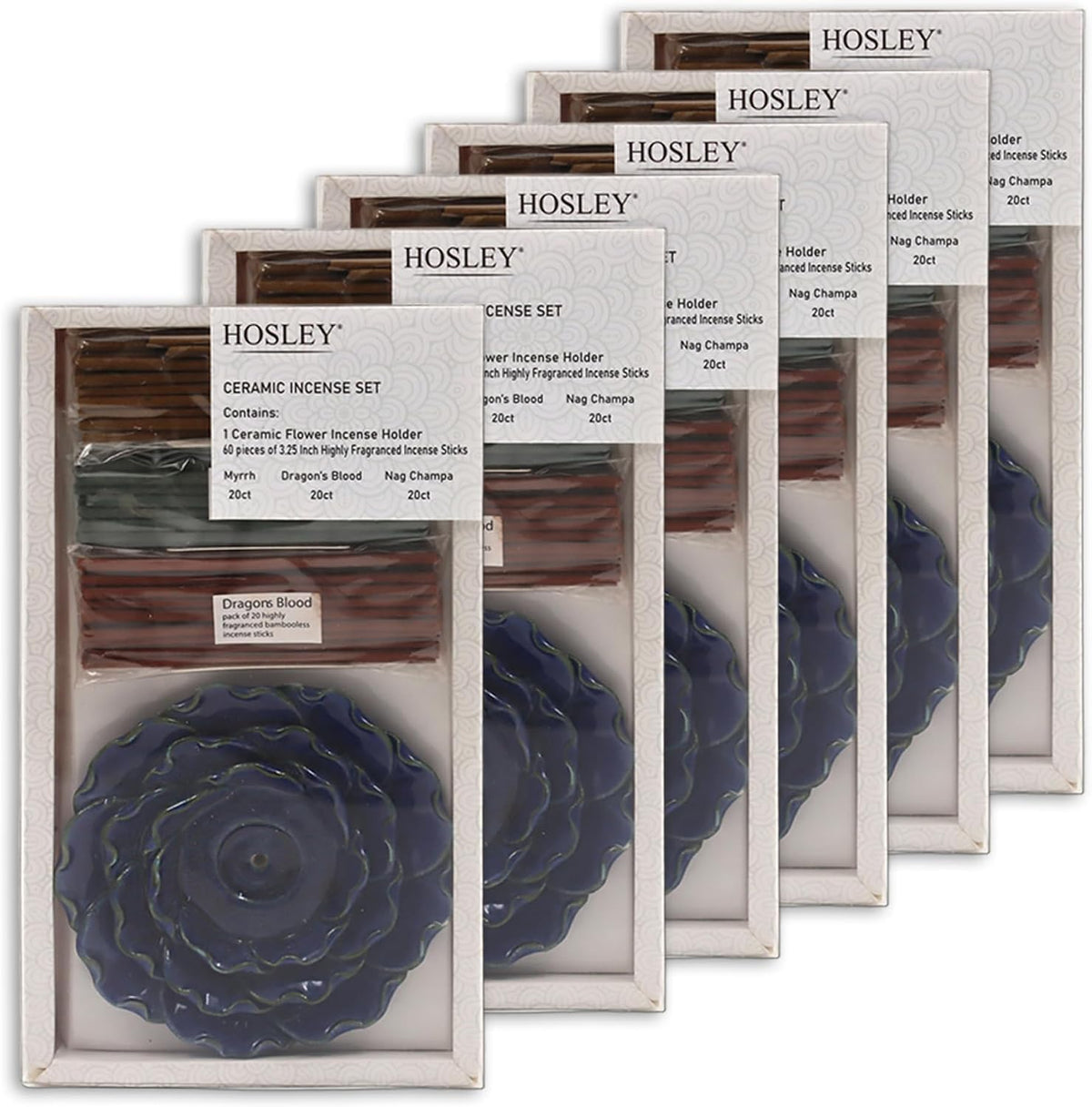 Hosley 6-Pack Ceramic Incense Holder Set w/ 60 Sticks