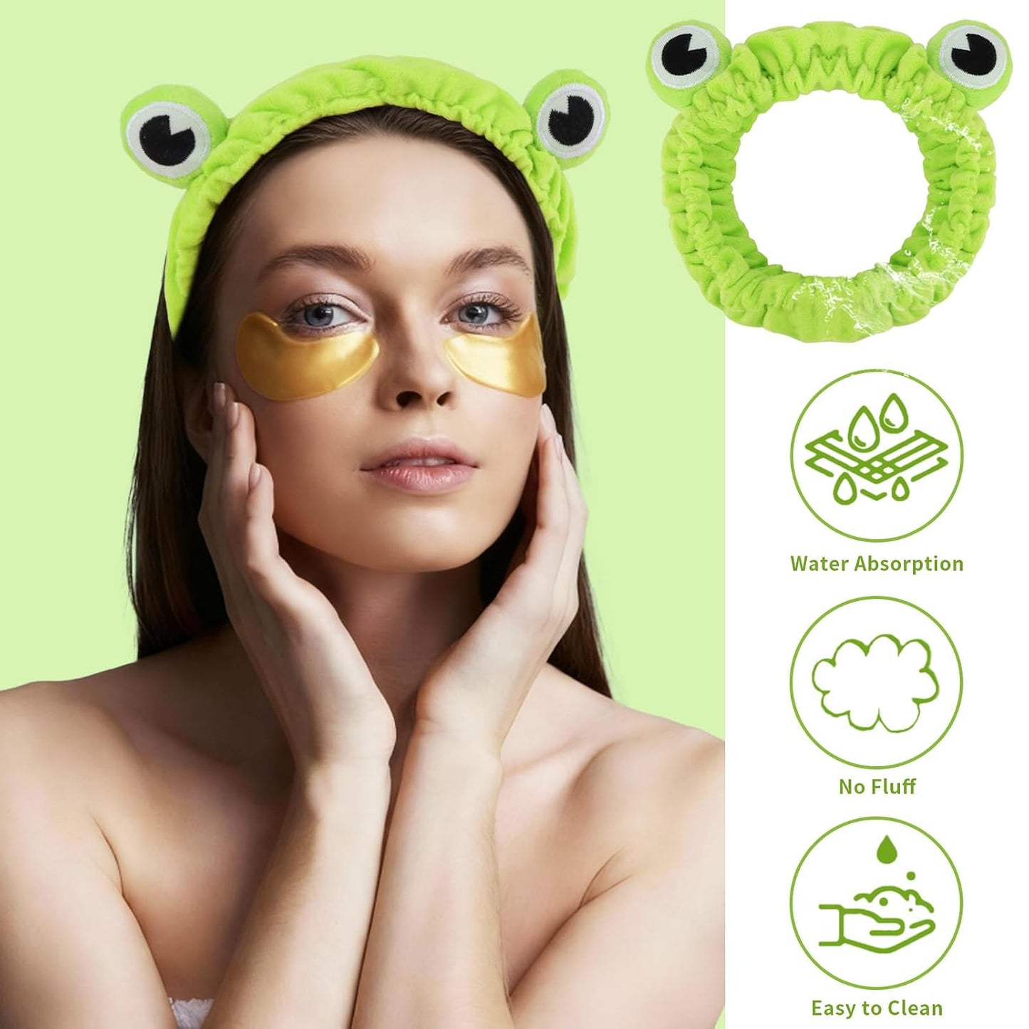 Spa Headbands for Girls Women, 4 Pack Cute Cartoon Animal Headbands for Skincare Makeup Washing Face, Cute Frog Snail Crab Starfish Hairbands Hair Accessories Funny Stuff Beauty