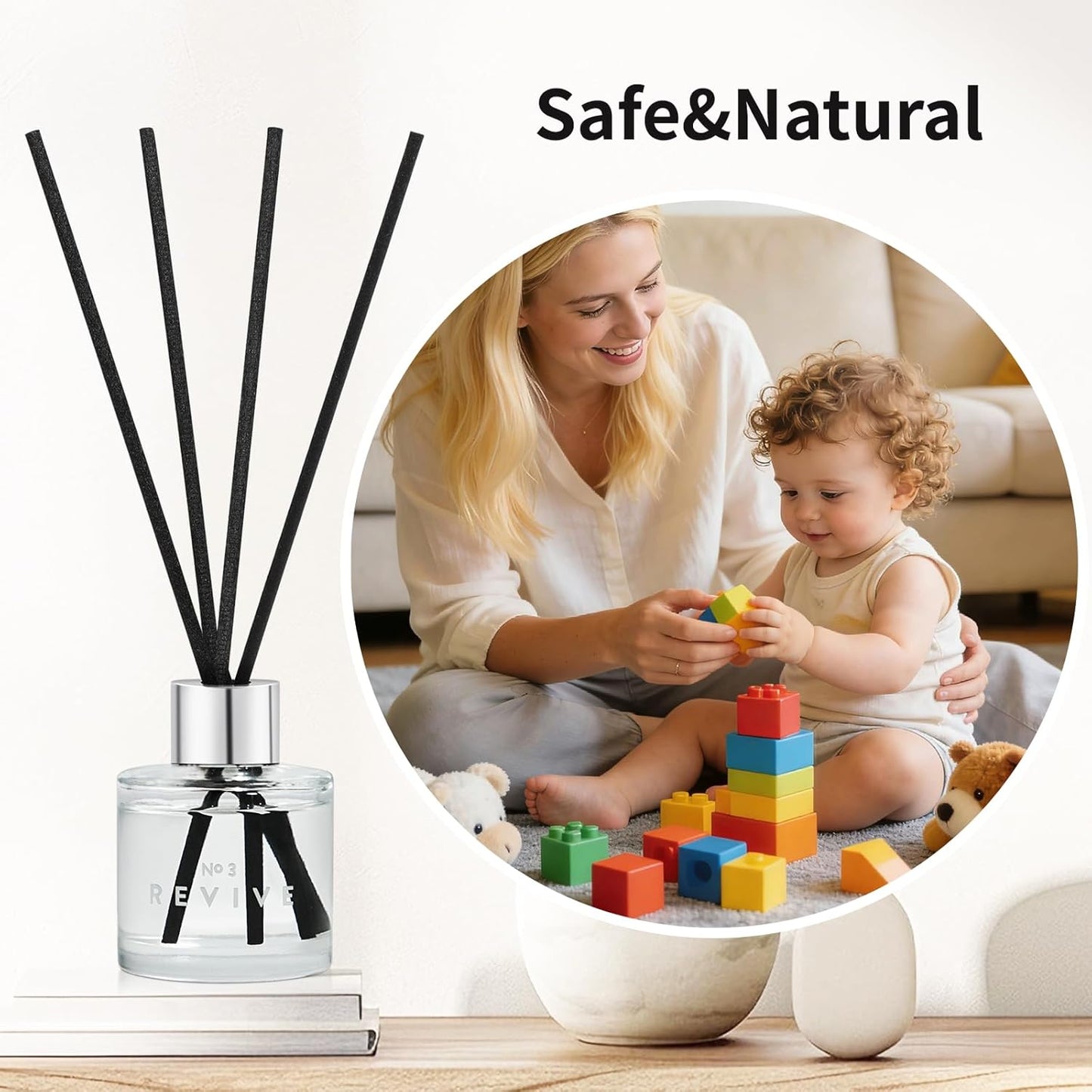 3 Pack Fragrance Reed Diffuser, 50ML Lavender Jasmine Lemongrass Aromatherapy Diffuser Set with 12 Black Fiber Sticks,Air Freshener for Bedroom Bathroom Office, 8.2X 6.6X 2.1 inch