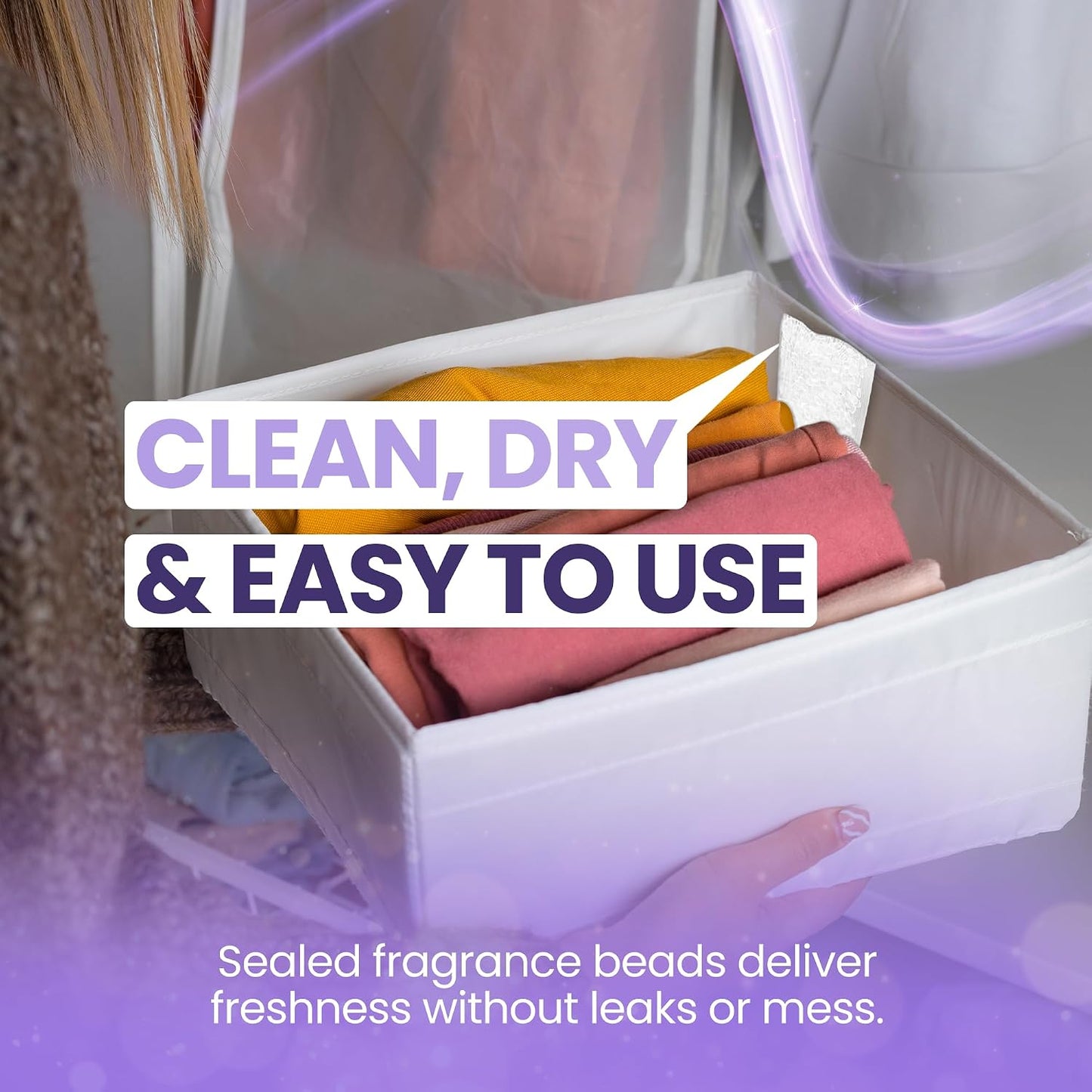 Lavender Odor Eliminator Pack of 6 | Long Lasting Odor Absorber for Home, Wardrobe, Shoes & Small Spaces | Scented Smell Absorber for Drawers, Trash Cans & Closet | Daily Use Lavender Packs by Perfa