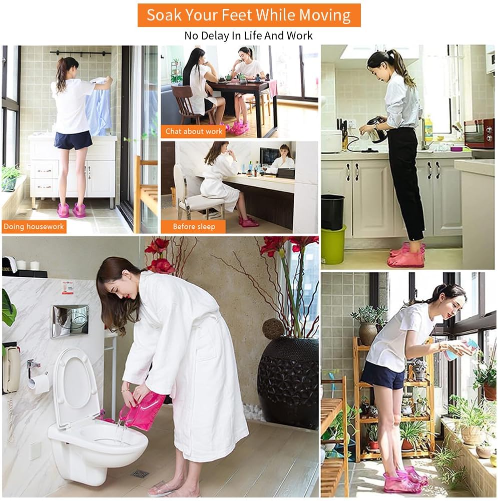 Massage Foot Bath Shoes Portable Feet Soaking Tub Feet Spa Shoes Pedicure PVC Pink Tall Foot Soaker for Foot Massage Releax Yourself As A Gift for Your Family Friends