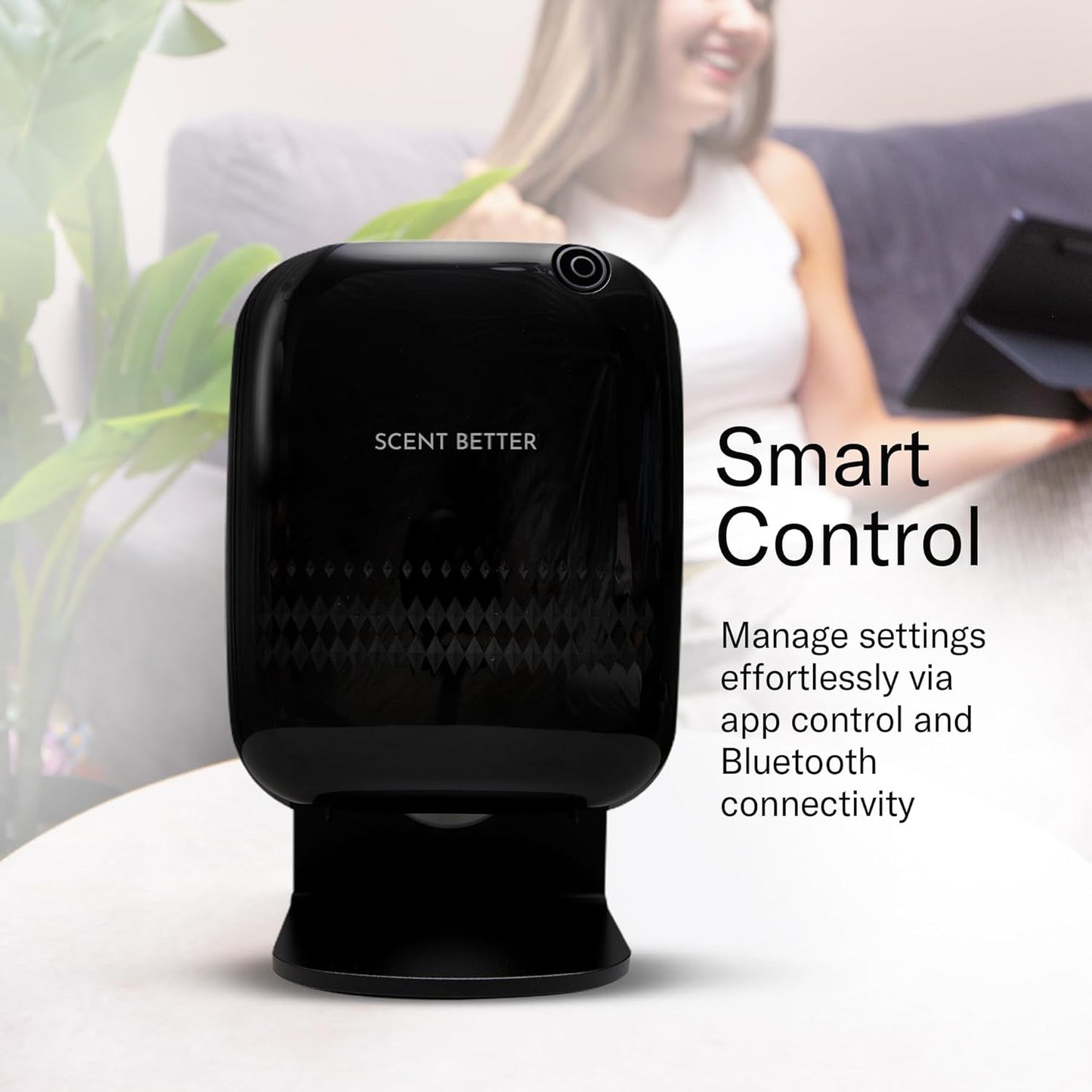 Scent Better Pro - Smart Bluetooth Essential Oil Diffuser for Home, Hotel, Spa, Office, Waterless - Includes Free Linen Breeze - White