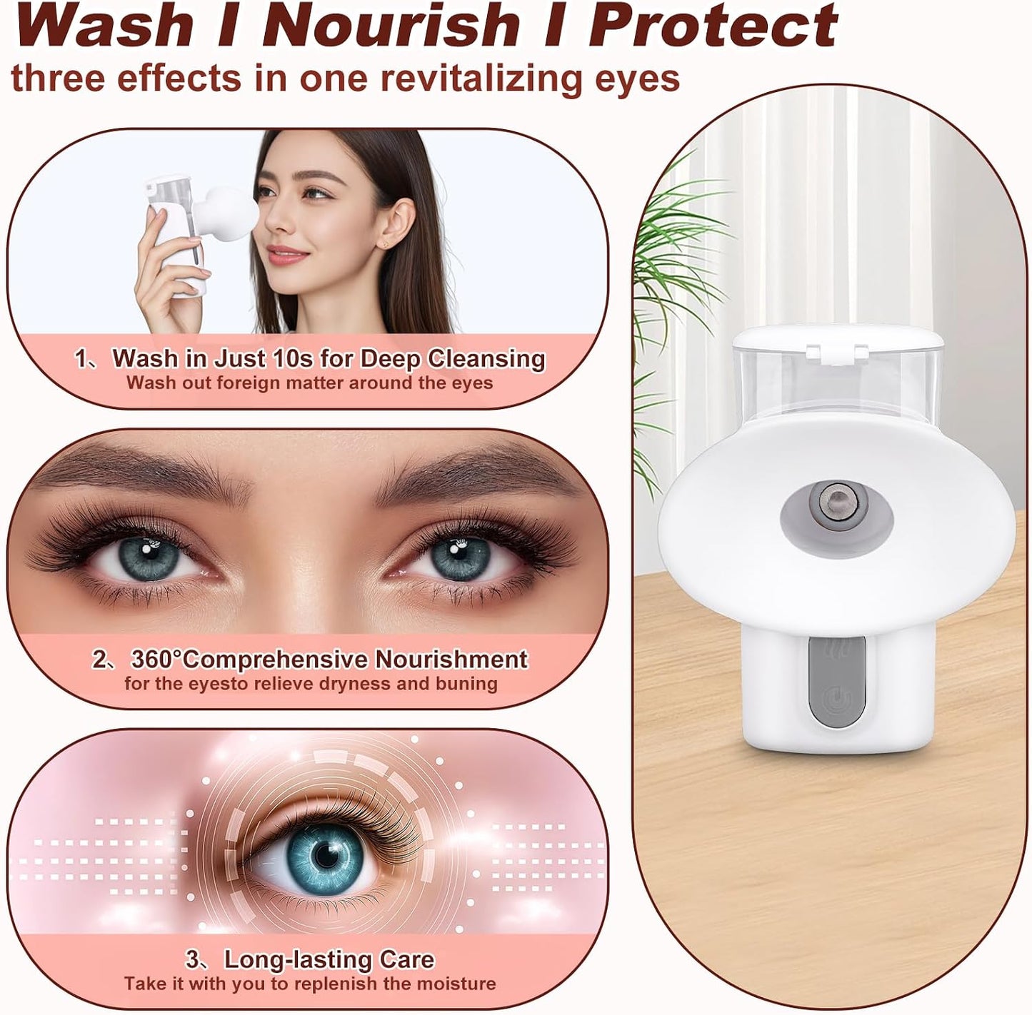 Eye Steam Sprayer, Mini Eye Mist Steam Sprayer, 3 Adjustable Temperature, Upgraded Portable Eye & Face Hydration Soother for Moisturizing & Cleaning