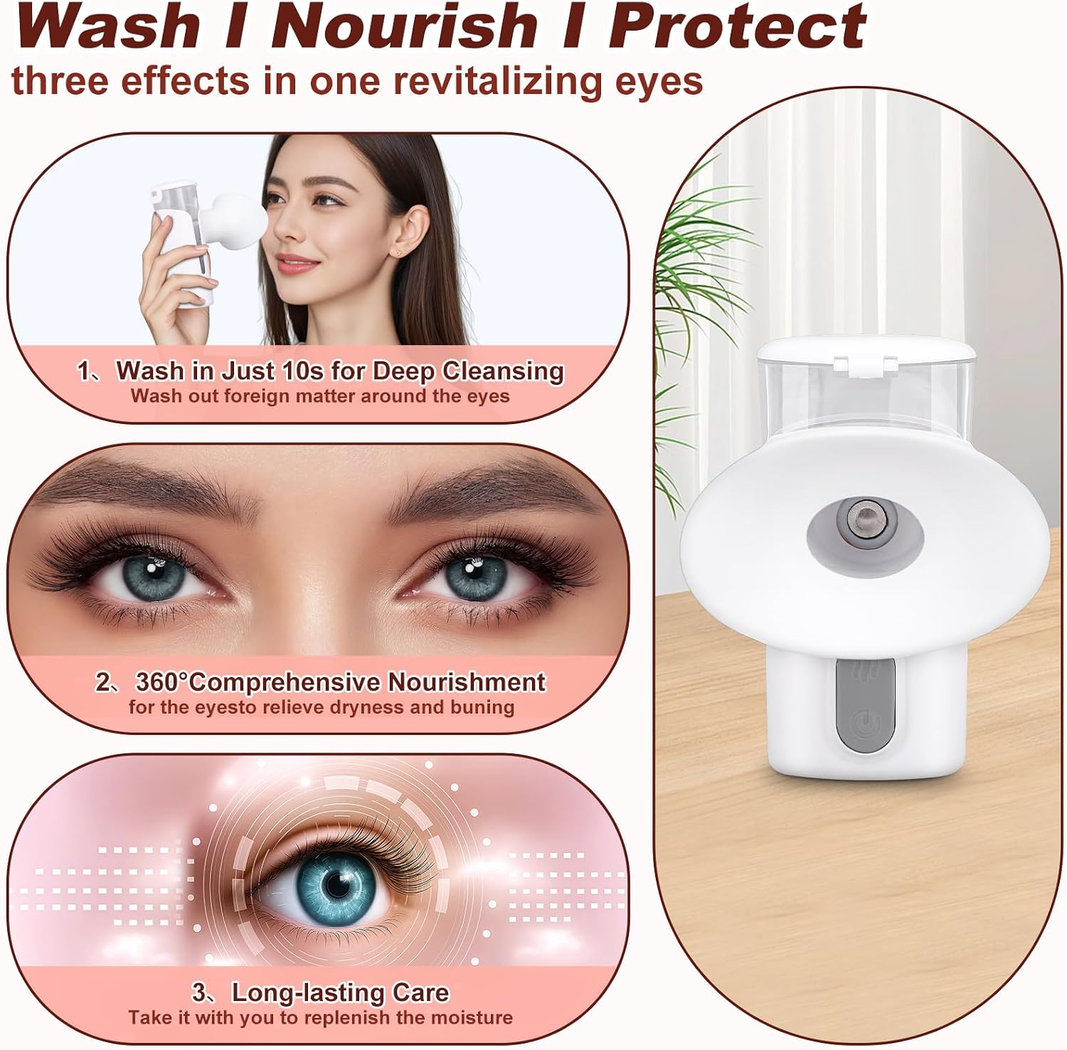 Eye Steam Sprayer, Mini Eye Mist Steam Sprayer, 3 Adjustable Temperature, Upgraded Portable Eye & Face Hydration Soother for Moisturizing & Cleaning