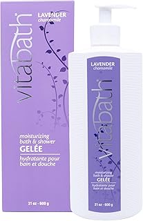 Vitabath Lavender Chamomile Moisturizing Bath & Shower Gel Wash Calming & Hydrating Botanical Skin-Softening Skincare, Body Cleanser & Foaming Gelee - 21 oz