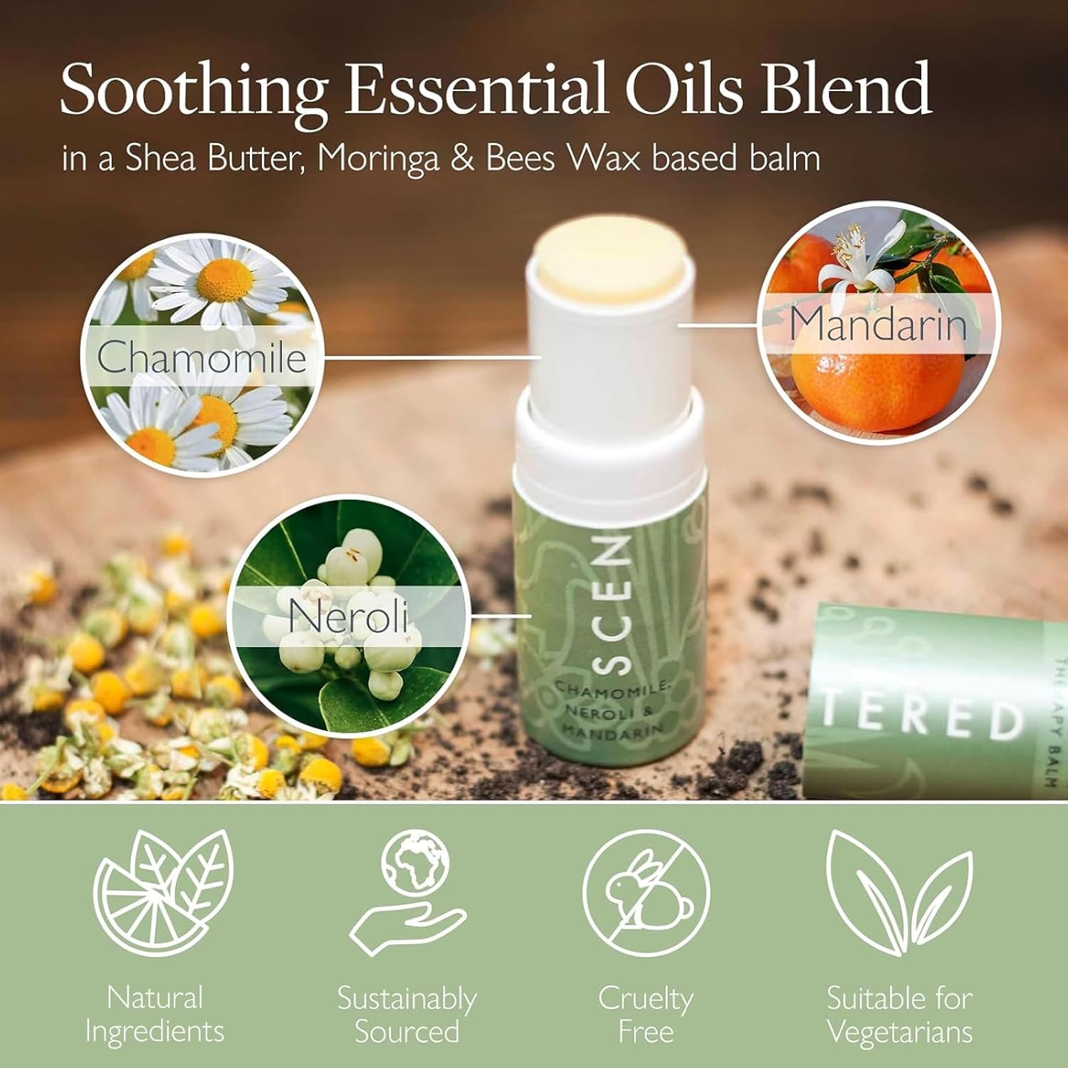 Scentered Aromatherapy Stress Relief Balm Stick - De Stress Essential Oil Roll On Calm Carry for Relaxation - Natural Stress Reliever - Chamomile, Cedarwood, Rosemary - Destress Gifts for Women