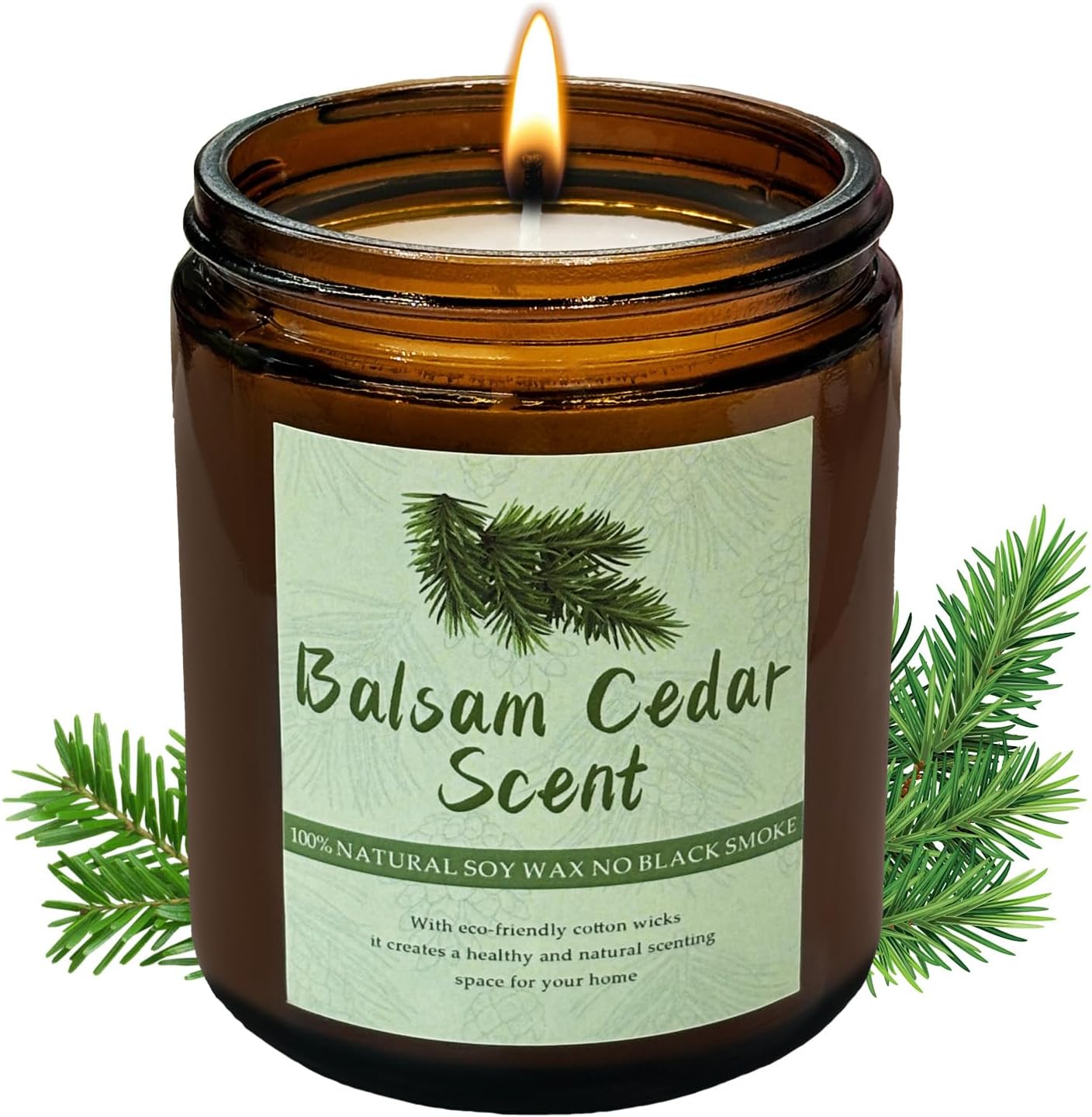 Balsam & Ceda Candle Jar, Scented Candle with up to 50 Hours of Burning Time, Soy Wax Blend for Consistent Long Lasting Scent, Aromatherapy Gift for Men and Women