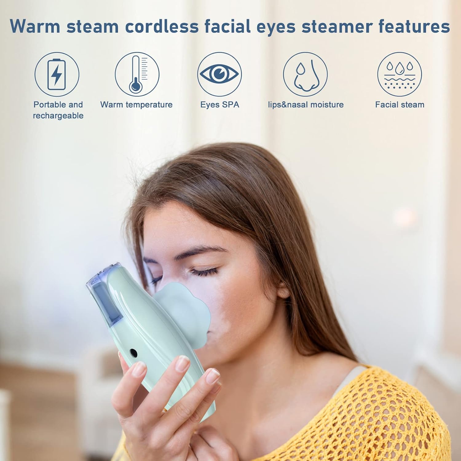 Facial Steamer and Eyes spa 2in 1. Mini Portable Professional hot Facial Steamer for Facial Deep Cleaning，The LADY RIGHT Handheld Ionic face steam, Unclogs Pores Soothing for Eye Fatigue and Dryness