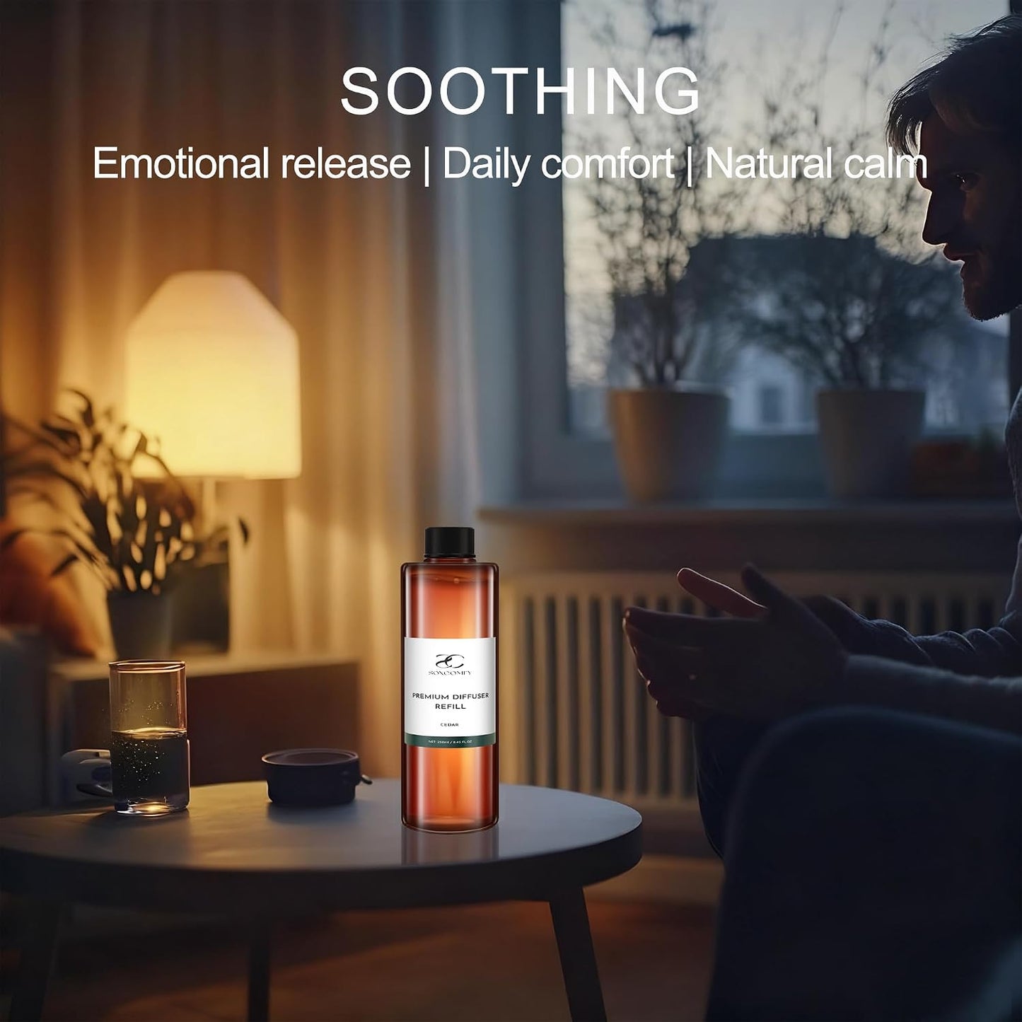 Diffuser Oil Refill, 250ml / 8.45 fl oz, Cedar - Reed & Aromatherapy Diffuser Oil, Long-Lasting Home Fragrance, Eucalyptus, Cedar & Sandalwood Notes