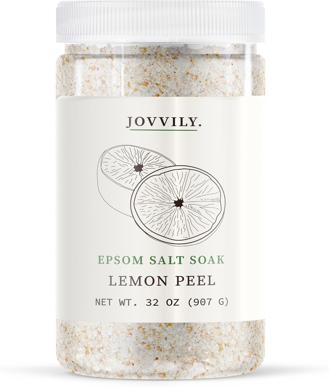 Jovvily Epsom Salt with Lemon Peel & Lemon Oil, Soaking Solution, Invigorating Scent (2 Pounds)