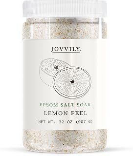 Jovvily Epsom Salt with Lemon Peel & Lemon Oil, Soaking Solution, Invigorating Scent (2 Pounds)