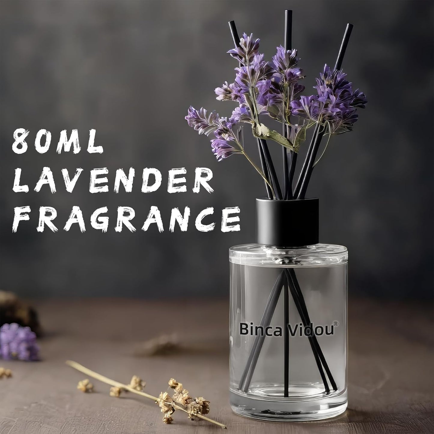 Reed Diffuser, Binca Vidou Lavender Reed Oil Diffusers Set for Office Decor Bedroom Living Room Aromatherapy for Gift Idea & Stress Relief 2.7oz(80ml)