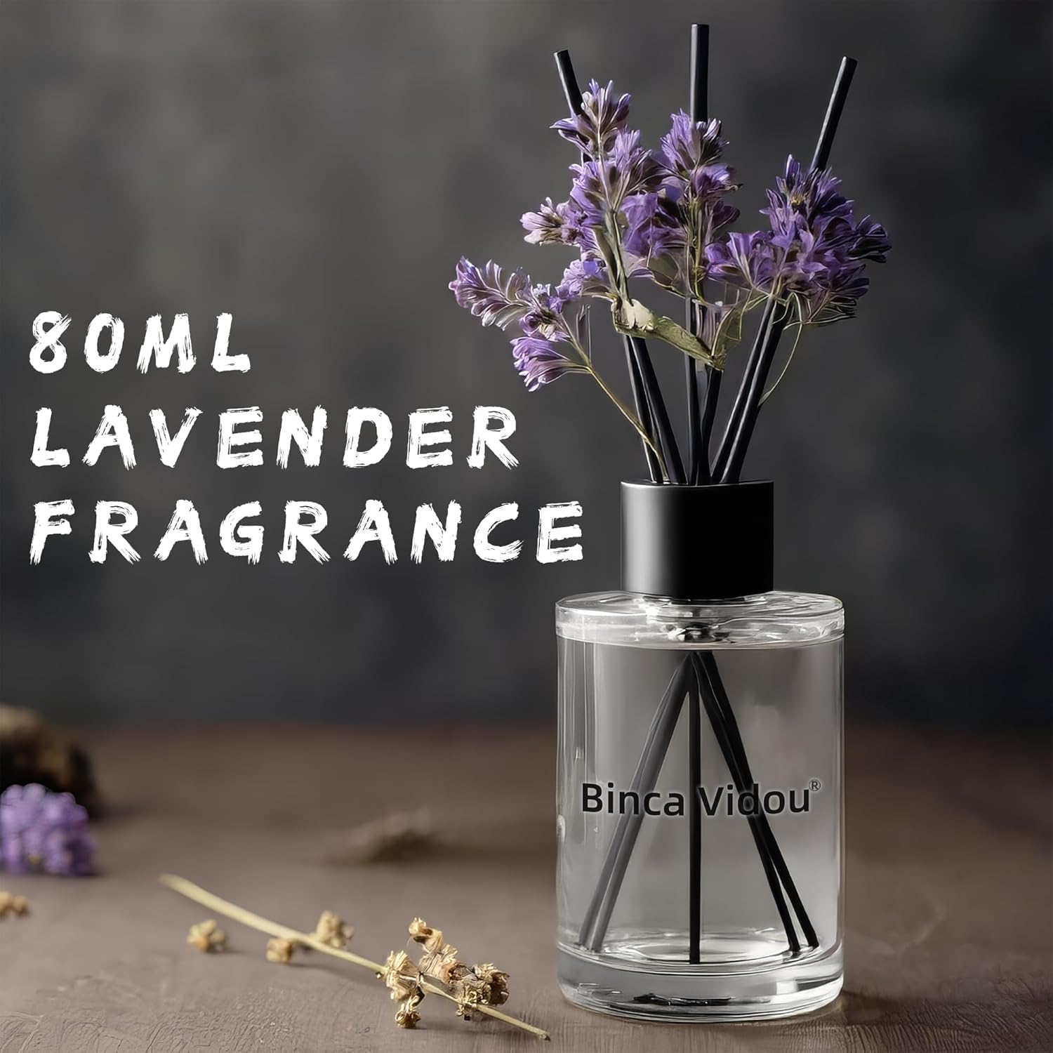 Reed Diffuser, Binca Vidou Lavender Reed Oil Diffusers Set for Office Decor Bedroom Living Room Aromatherapy for Gift Idea & Stress Relief 2.7oz(80ml)