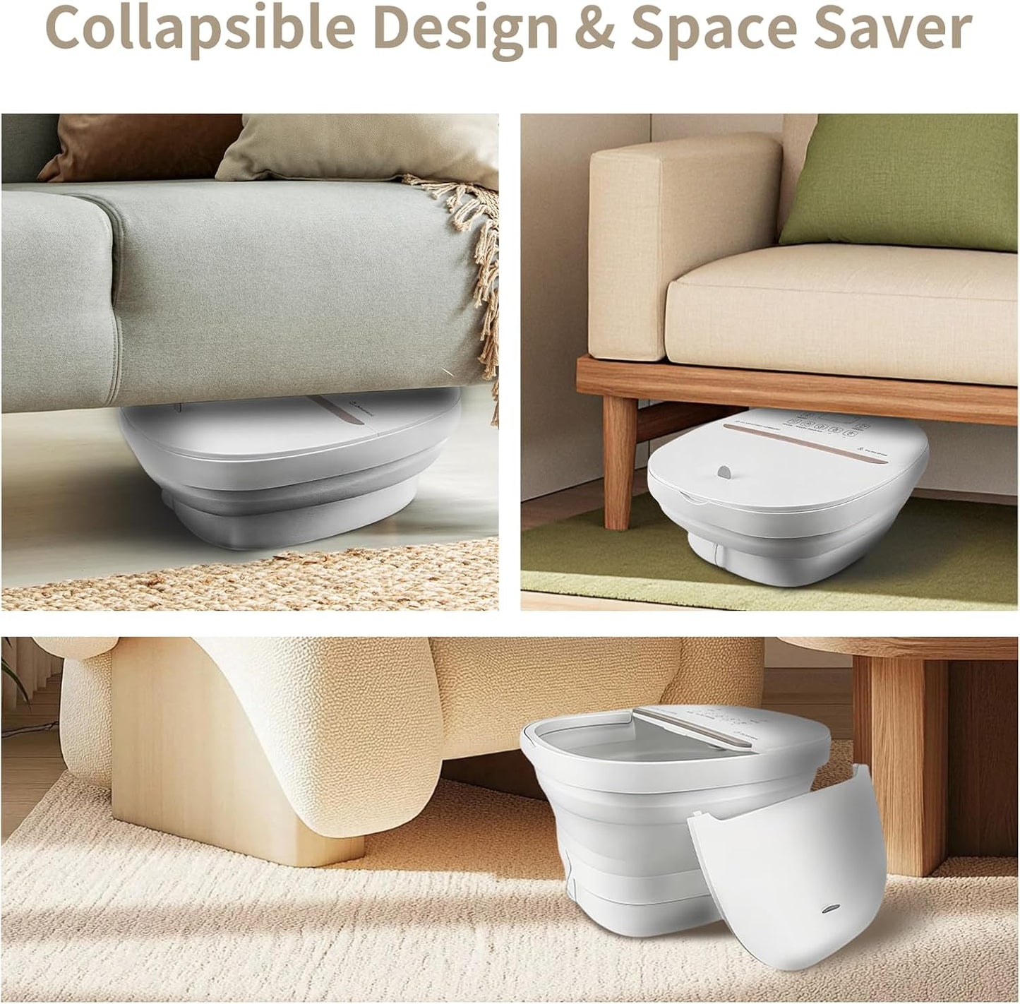 Collapasible Foot Spa Bath Massager with Heat, Pedicure Foot Spa with Bubbles/Timer/Temperature Control, Feet Soak Tub for Home, Office, Relaxation and Stress Relief, Gift for Men and Women